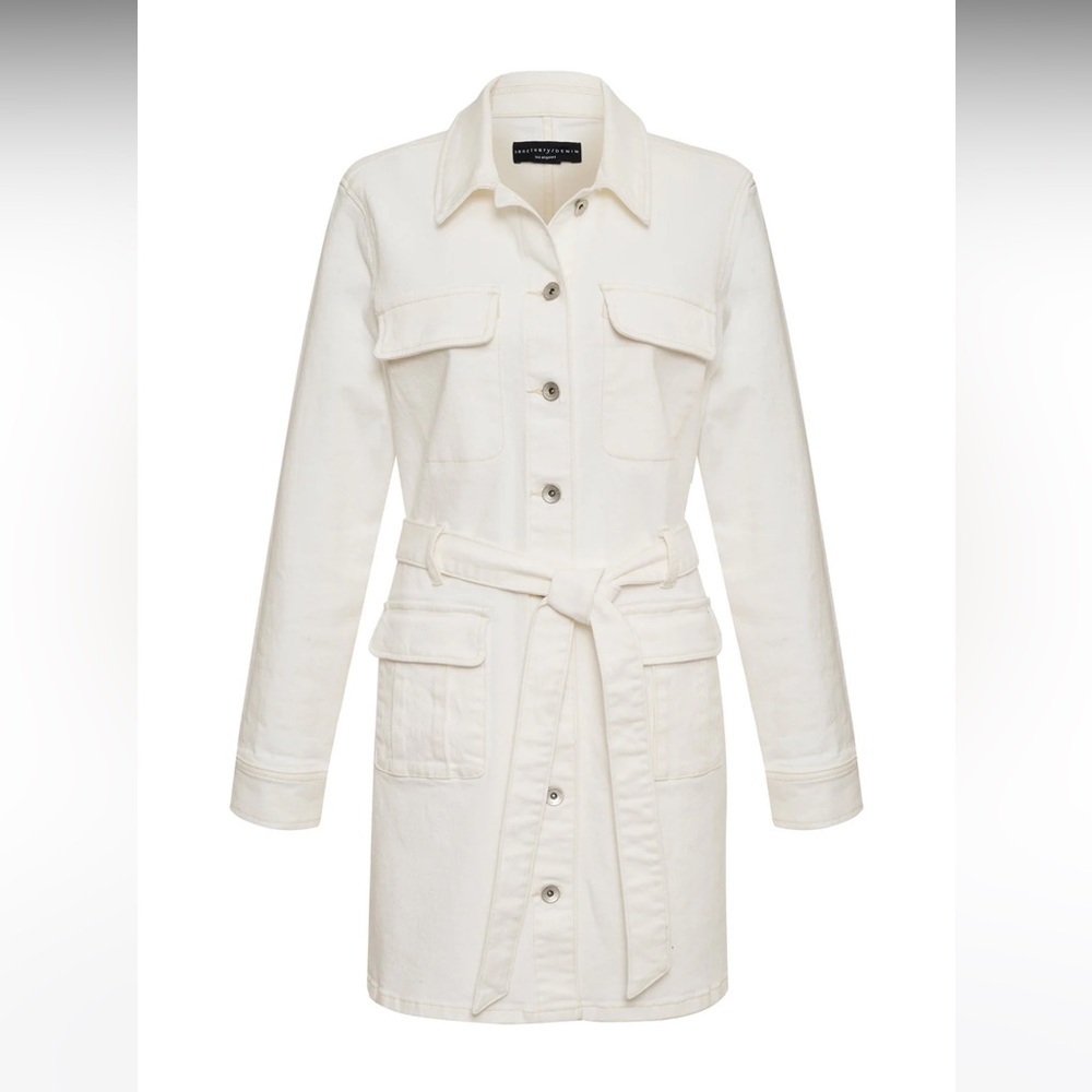 Sanctuary TIE WAIST DENIM DRESS CHALK